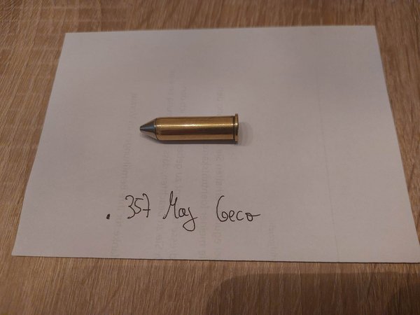 Dekomunition .357 Magnum Messinghülse FMJ Spitz Geschoss (Geco) 1Stück